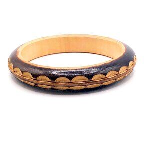 Hand-Carved Wooden Bangle Bracelet | Artisan Boho Style